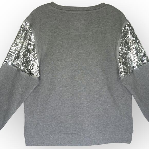 DKNY Women's The Everywhere Sweatshirt Gray Sequins Size L Glam Sweatshirt - Picture 3 of 8